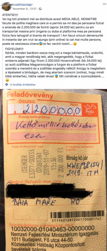 2019111169 A Facebookon hisztizett a 4-es úton kétmillióra bírságolt román tréleres