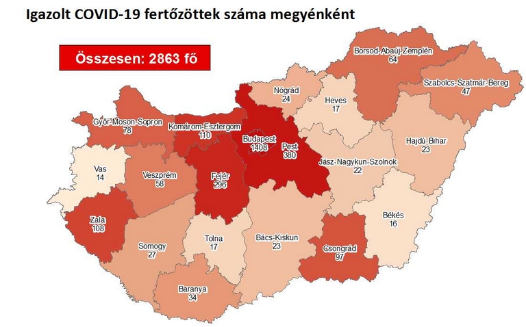 01 koronavirus mo megyek fertozottek 2020 05 01 Koronavírus Magyarországon - Térképen mutatjuk a legfertőzöttebb megyéket