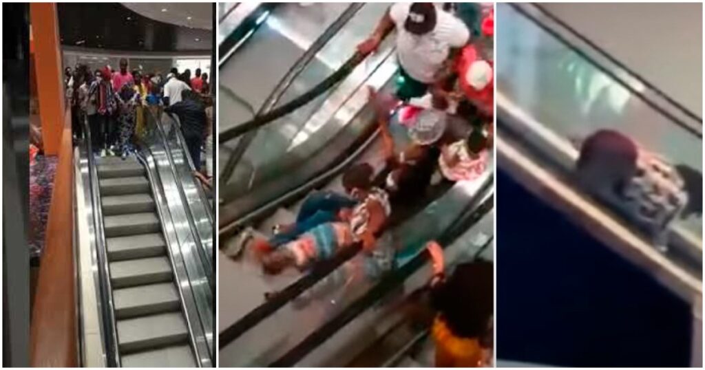 00 31 Megdöbbentő felvételek készültek egy kameruni bevásárlóközpontban, ahol mozgólépcsőket üzemeltek be