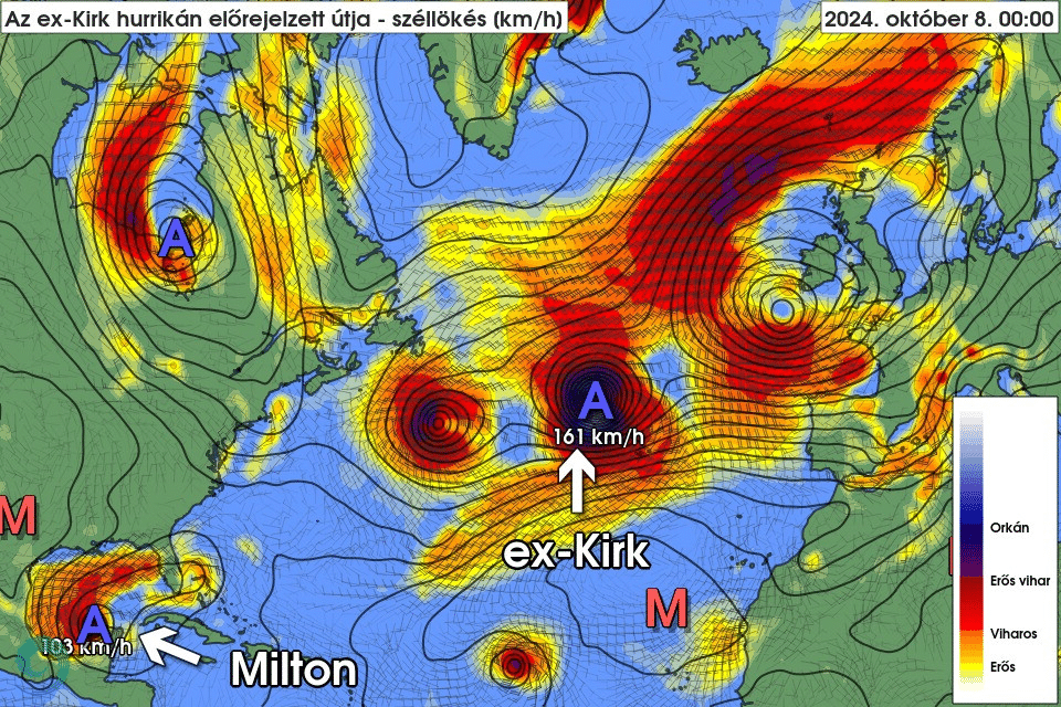 kep 2024 10 08 104442187 ILYEN MÉG NEM VOLT! Felénk tart a Kirk hurrikán! Több magyarországi megyére figyelmeztetést adtak ki!