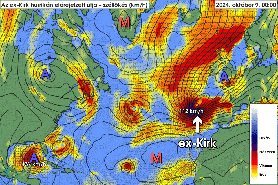 kep 2024 10 08 104526569 ILYEN MÉG NEM VOLT! Felénk tart a Kirk hurrikán! Több magyarországi megyére figyelmeztetést adtak ki!