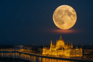 Hód Szuperhold Budapest felett 2025