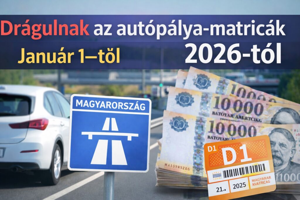 Drágulnak az autópálya matricák 2026. január 1-től – íme az új árak 1 Drágulnak az autópálya matricák 2026-tól