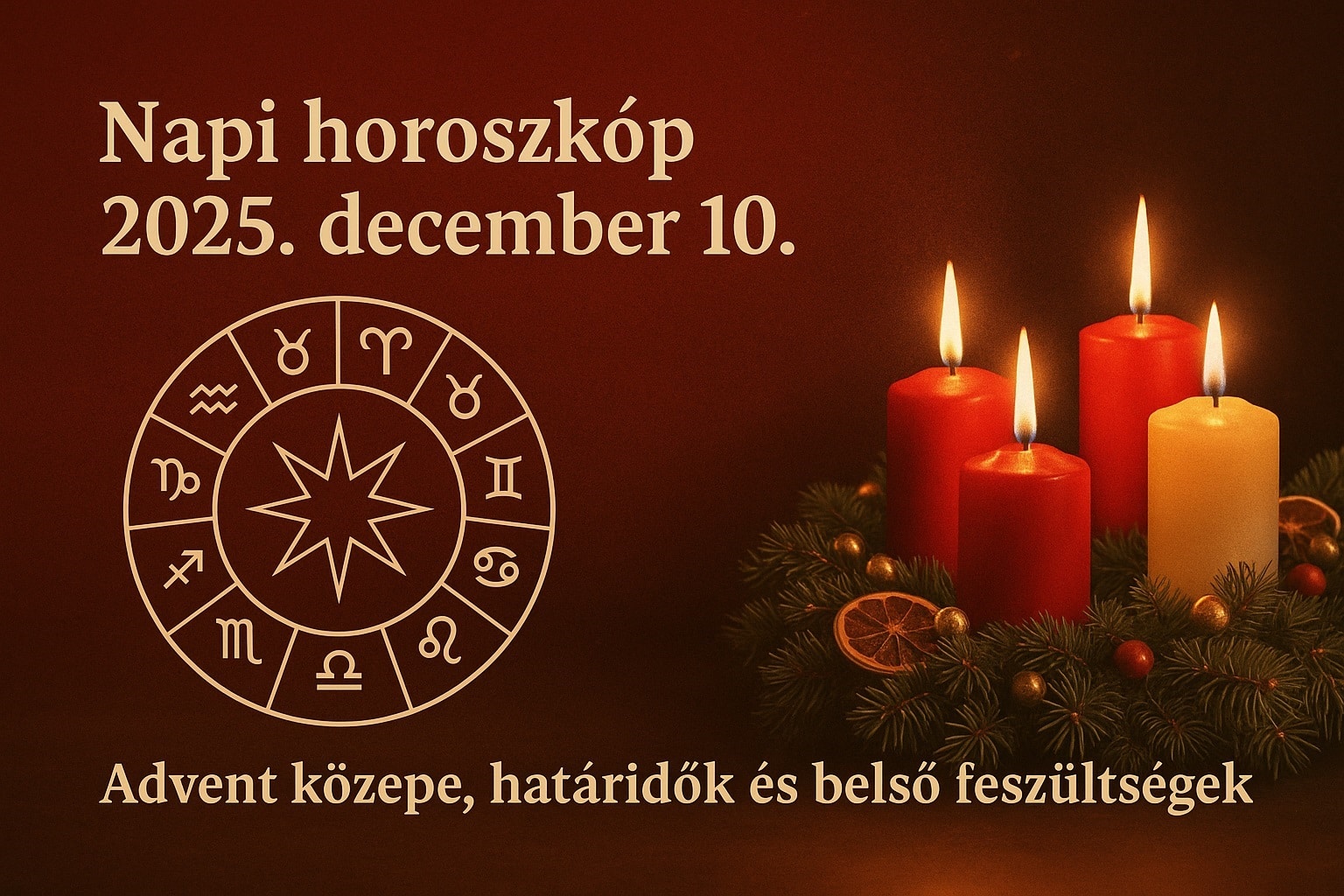 Napi horoszkóp 2025. december 10. – Advent közepén, fogy az idő, nő a nyomás