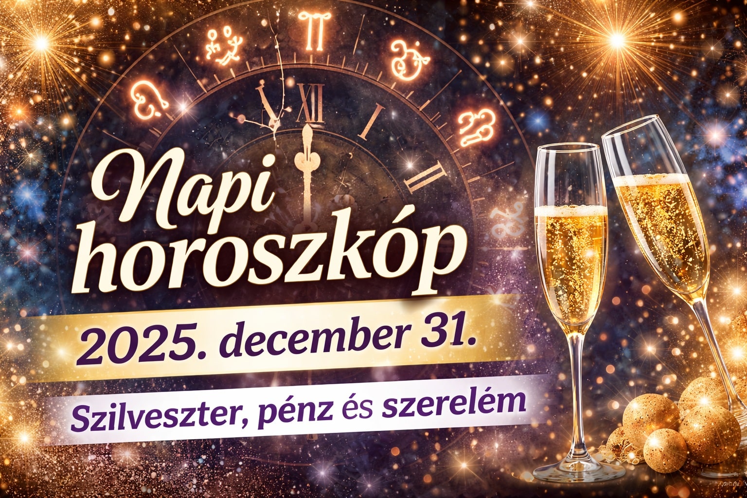 Napi horoszkóp 2025. december 31.: szilveszter éjjel pénzben és szerelemben is érhet meglepetés