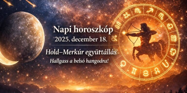 Napi horoszkóp 2025. december 18.: Hold–Merkúr együttállás – hallgass a belső hangodra a nagy döntések napján 10 Napi horoszkóp 2025. december 18.: Hold–Merkúr együttállás – hallgass a belső hangodra a nagy döntések napján