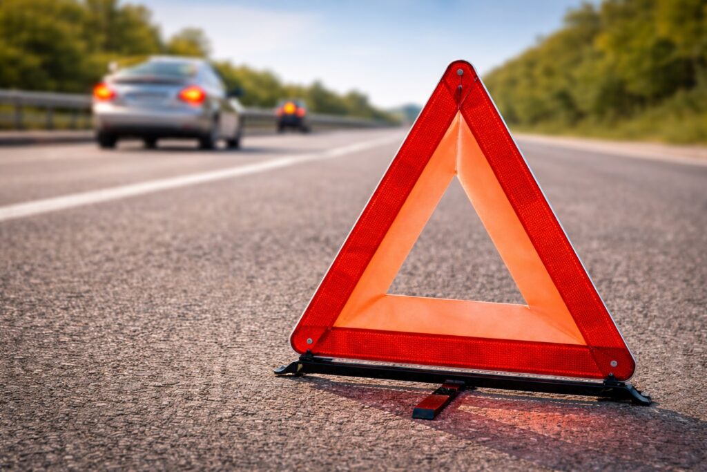 Ezek a kötelező autós felszerelések 2026-ban Magyarországon 2 Elakadásjelző háromszög – 2026-ban is kötelező