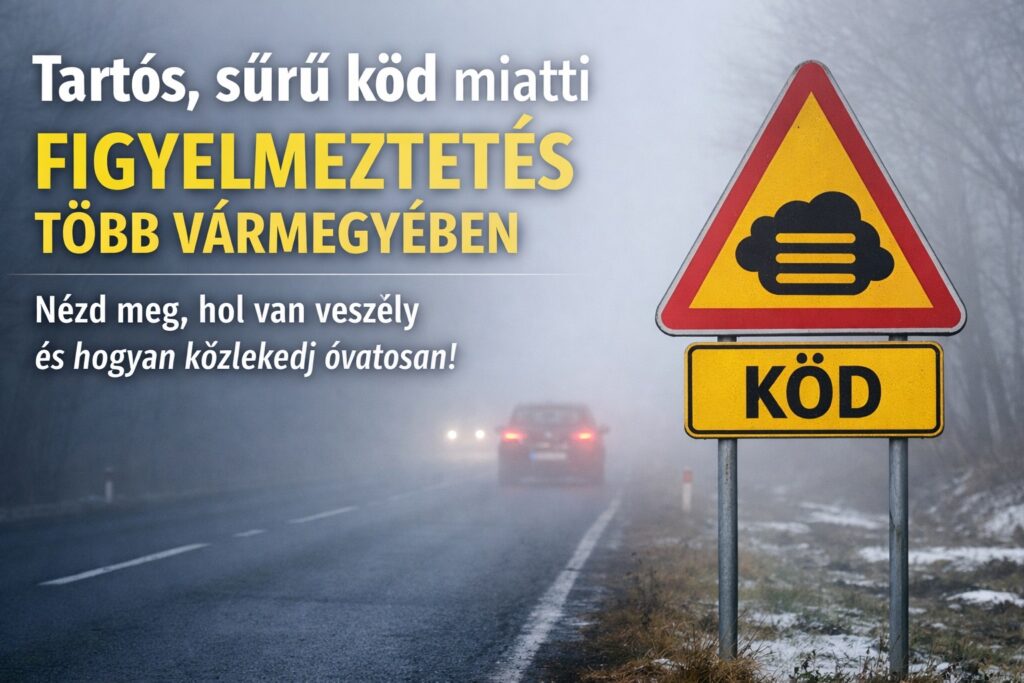 Tartós, sűrű köd miatt adtak ki figyelmeztetést több vármegyére 1 Tartós, sűrű köd miatt adtak ki figyelmeztetést több vármegyére
